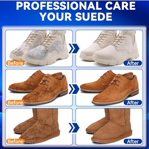Suede Shoes Cleaner, No-Rinse Suede and Nubuck Cleaner with Brush & Towel, Shoe Cleaner Remove Stain & Water Mark for Suede Fabric