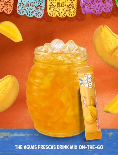 Klass Aguas Frescas, Powdered Drink Mix Variety Pack, 44 Singles Zero Sugar & Caffeine-Free Powder Packets, Water Drink Mix, Flavors: Mango, Watermelon, Pineapple & Passionfruit - 5 Calories Per Packet & Natural Flavors