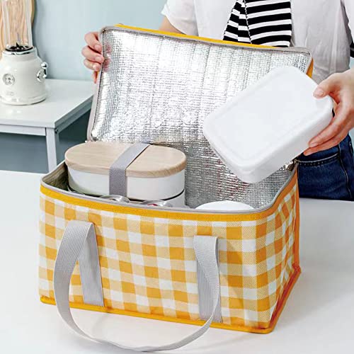 Insulated Bag Picnic Basket Bags Beach Bag Foldable Cooler Bag Reusable with Zippered top-for Warm or Cold Picnic Accessories, Outdoor(13.8x7.9x7.9 in)