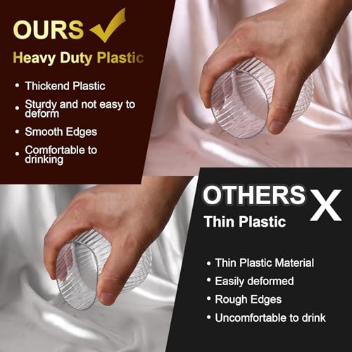 Lueumxc 40 Pack Plastic Ribbed Wine Glasses, 14Oz Origami Disposable Wine Glasses Unbreakable Clear Plastic Cocktail Glasses Recyclable Shatterproof Reusable Wine Cups (14oz 40pack)