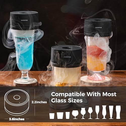 SMOKPUB Electric Whiskey Smoker Kit, Rechargeable Cocktail Smoker with 6 Wood Chips, Flameless Heating System, Old Fashioned Drink Smoker Kit, Bourbon Whiskey Gifts for Men,Dad,Husband