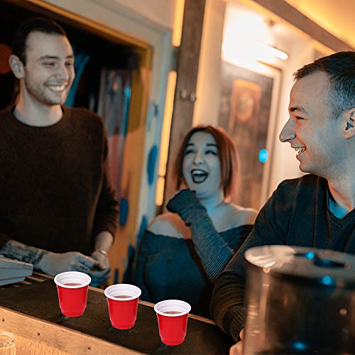Zcaukya 120ct 2oz Mini Disposable Shot Cups, Small Red Plastic Party Cups for Parties, Games & Events