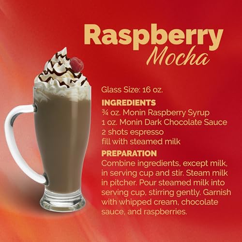 Monin - Raspberry Syrup, Sweet and Tart, Great for Cocktails and Lemonades, Gluten-Free, Non-GMO (1 Liter)