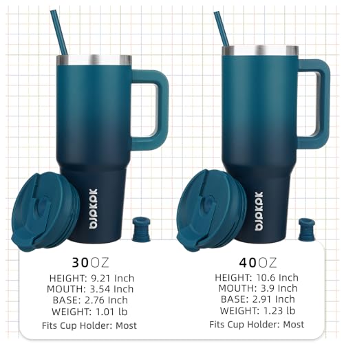 BJPKPK Tumbler With Handle And Straw 30oz Insulated Tumbler Cups With Lid Stainless Steel Travel Coffee Mug,Indigo Black
