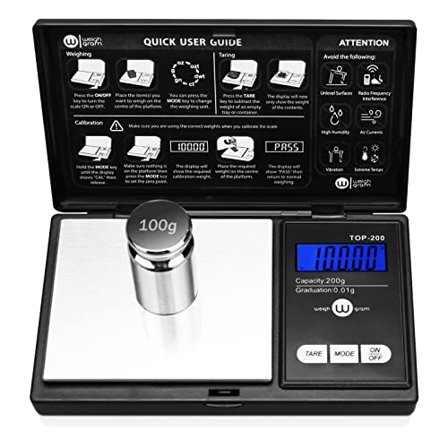 Weigh Gram 200g Digital Pocket Gram Scale 0.01g Accuracy, 200g x 0.01g Mini Digital Grams Scale, Small Food Scale, Jewelry Scale