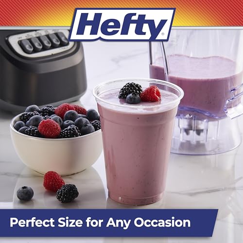 Hefty Party Perfect Clear Plastic Cups, Large Clear Party Cups for Easy Cleanup and Large Gatherings, Recyclable, 18 Ounce, 28 Count