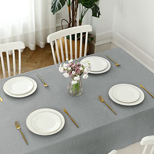 Romanstile 100% Waterproof PVC Tablecloth Rectangle, Outdoor Oil Spill Proof Stain Resistant Vinyl Table Cloth, Wipe Clean Plastic Table Covers for Kitchen/Dining/Parties - 54 x 78 Inch, Light Grey