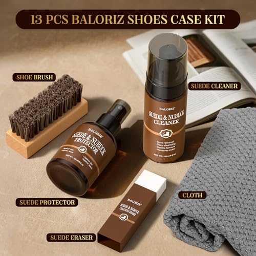 Suede & Nubuck Care Kit for Clog & Sandal, 5-Piece Set with Cleaner, Protector, Suede Brush & Eraser Clean, Microfiber Cloth, Premium Care Kit Protect for Shoes, Boots, Uggs, Jackets, Bags and Apparel
