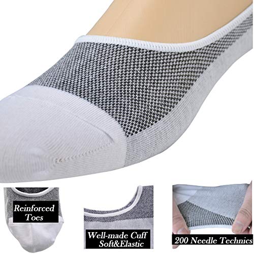 Jormatt Genuine Mens No Show Socks, Loafer Sneakers Low Cut Cotton Socks With Non Slip Grips
