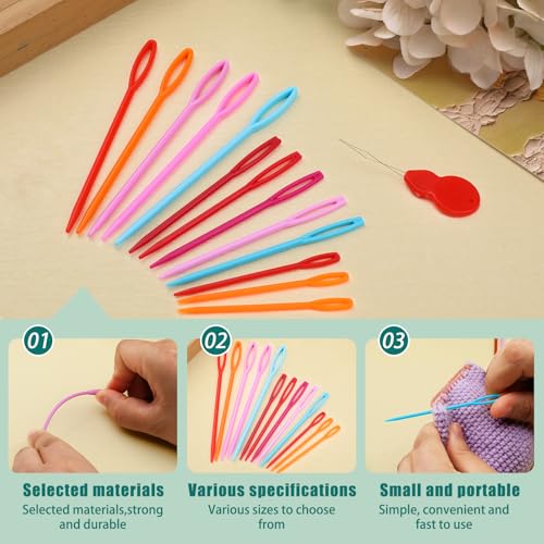 Bupete 25 Pcs Yarn Needles Set, Metal Tapestry Needle, Crochet Needles for Yarn, Large Eye Sewing Needles, Curved Darning Needles, Knitting Needles for Sewing, Knitting, Crochet