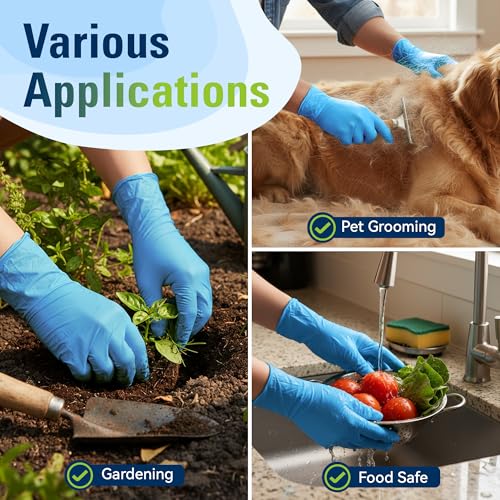 SWIFTLITE Nitrile Gloves, Food Safe Disposable Gloves Latex Free, Blue Rubber Gloves Powder Free for Cooking and Cleaning