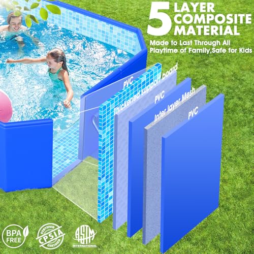 StarOcean 2026 Foldable Pool, Large Non-Inflatable Swimming Pool for Kids,Adult Collapsible Pools Hard Plastic Shell, Oversized Thickened,Portable Folding Kids Pools for Backyard 90"x50"x20"-Blue