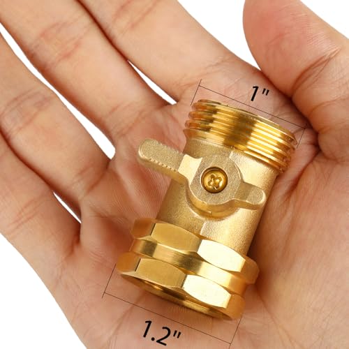 2 Pack Garden Hose Shut Off Valve - Extended Handle - 3/4" Heavy Duty Solid Brass Hose Connector Water Shut Off Valve Hose Shutoff Valve with 4 Pcs Hose Washers