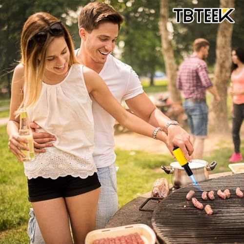TBTeek Butane Torch with Fuel Gauge T907, One-hand Operation Kitchen Torch Lighter with Adjustable Flame for BBQ, Baking, Brulee Creme, Crafts and Soldering(Butane Gas Not Included)