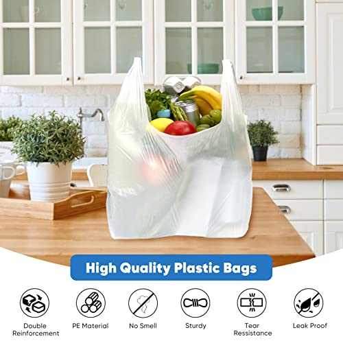 LimonLaviu Plastic Bags - 100 Pack (11.5'x 6.5" x 21') with Handles for Small Business, Restaurants, Grocery & Trash