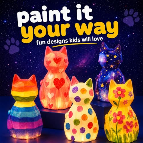 Paint Your Own Cat Lamp Kit, Crafts for Kids Ages 6-12, Gifts for Girls Boy
