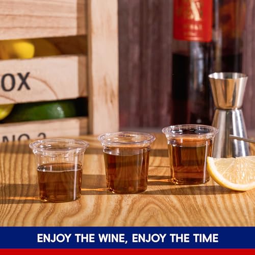 JOLLY CHEF 1000 Pack Plastic Shot Glasses, 1 oz Clear Disposable Jelly Cups Reusable Perfect for Wine Tasting, Whiskey, Food Samples, Halloween, Thanksgiving Party, Wedding, Christmas
