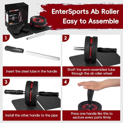 EnterSports Ab Roller Wheel for Abs Workout - Abdominal Exercise Equipment with 2 Knee Pads for Home Gym, Core Strength Training, Fitness Equipment for Men & Women