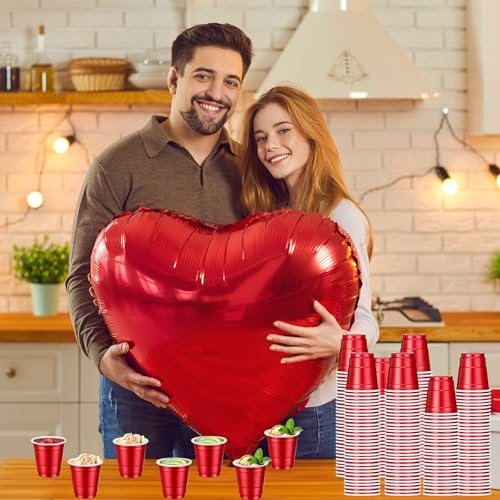 120 pcs Red shot cups Christmas Plastic Shot Glasses 2 oz red shot glasses disposable for drinking Tastings served Snacks Jello Tastings and Samples