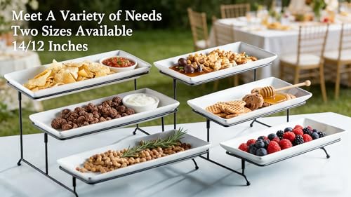 Gomakren 3 Tier Serving Trays Stand Porcelain Serving Platters 12 Inch White Serving Plates Dinner Platters for Appetizer Snack Fruit Cup Cake Tray Display Serving Dishes for Entertaining