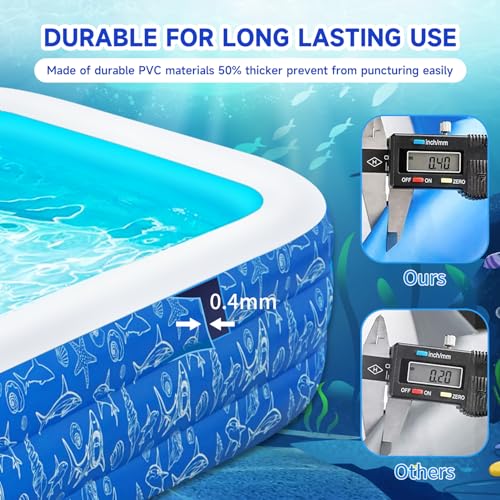 Inflatable Swimming Pool for Kids and Adults- 118" x 68" x 22" Family Full-Sized Blow Up Pools for Kids-Thickened Durable Above Ground Swimming Pool Backyard Lawn, Summer Party Outdoor and Indoor