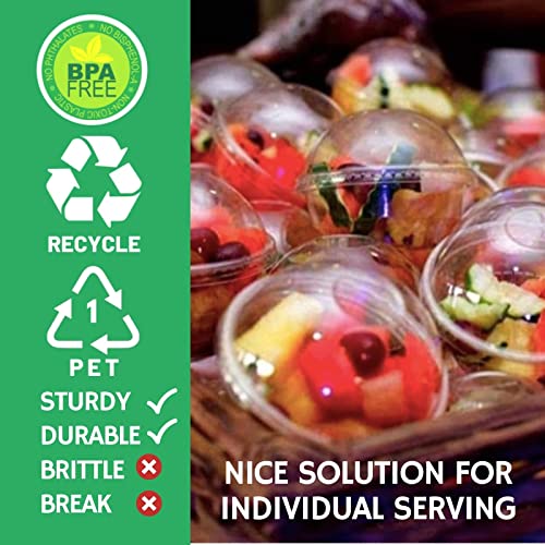 12 oz Clear Plastic Cups with Dome Lids No Hole - (30 Sets) PET Disposable Dessert Cup, Parfait cup for Ice Cream, Iced Cold Coffee Drinks, Cupcake. Fruit Cups for Kids bday Party with Nice Sealing
