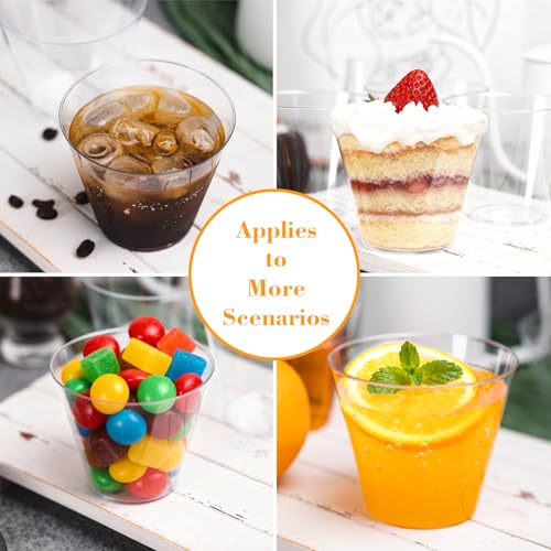 N9R 100PCS 9 oz Clear Plastic Cups for Cold Beverages, Disposable Plastic Cups Tumblers, Heavy Duty Cocktail Cups for Parties, Weedings, Events and Gatherings