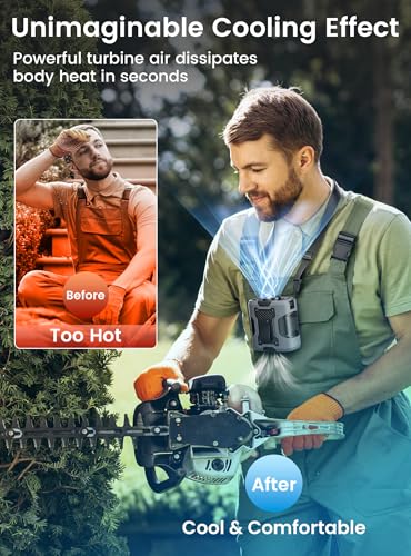 Koonie Portable Waist Clip Fan, Wearable Belt Personal Device with 100 Levels Speeds, Rechargeable Battery Supports 24H Working Time, Cool Clip Fan Under Shirt for Outdoor Work Camping Travel