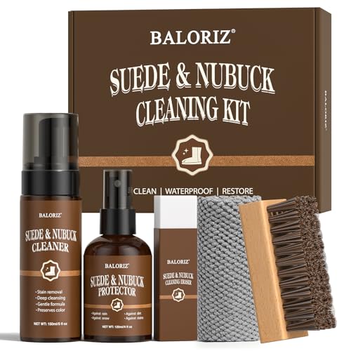 Suede & Nubuck Care Kit for Clog & Sandal, 5-Piece Set with Cleaner, Protector, Suede Brush & Eraser Clean, Microfiber Cloth, Premium Care Kit Protect for Shoes, Boots, Uggs, Jackets, Bags and Apparel
