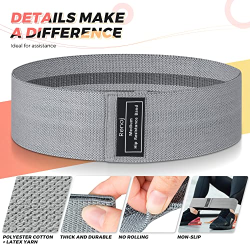 Renoj Resistance Bands for Working Out: 3-Set Professional Exercise Bands for Pilates, Yoga, Home Gym, Booty, Leg Training | Heavy/Medium/Light Fabric Loops for Women Men
