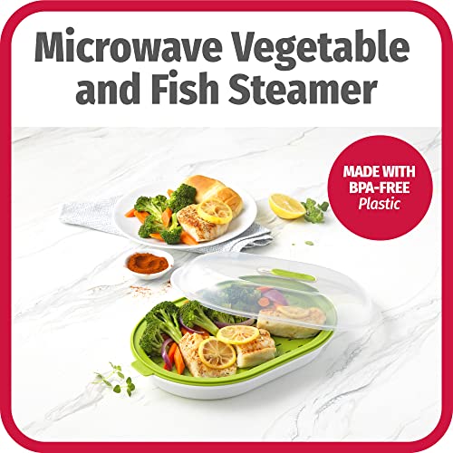 GoodCook Everyday Microwave Steamer – Vegetable & Fish Cooker, Preserves Vitamins & Nutrients, Quick Dinner & Meals, Adjustable Steam Release Vent