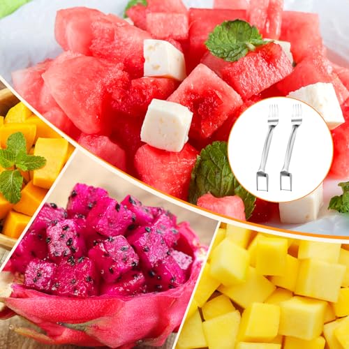 1 PCS Stainless Steel Watermelon Slicer and Fork - 2-in-1 Portable Kitchen Tool for Home Camping and Parties