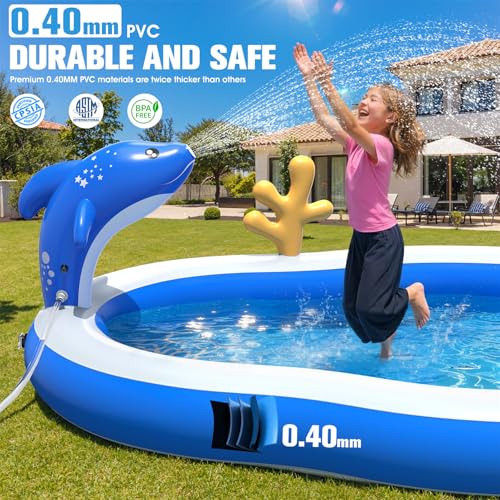 StarOcean 2026 Large Inflatable Play Center,Kiddie Pool with Water Slide&Sprinkler,121''x71"x51''Inflatable Toddler Pool with Slide,BlowUp Water Play for Toldder,Inflatable Water Park for Kid Backyard