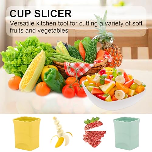 quskay 2-Pack Strawberry Slicer Cup Cutter: Fruit Cup Cutter Slicer Cup Chopper for Strawberries Egg Banana Slicer Quickly Making Fruit Vegetable Salad Strawberry Cutter Mini Slicer Kitchen Gadget