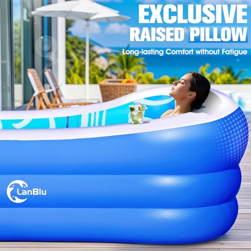 Inflatable Pool with Big Backrest and Seat,Oversized Thickened Large BlowUpPool for Adults,Inflatable Backyard Pools for Adult,Durable Swimming Pools Summer Water Party98 x63