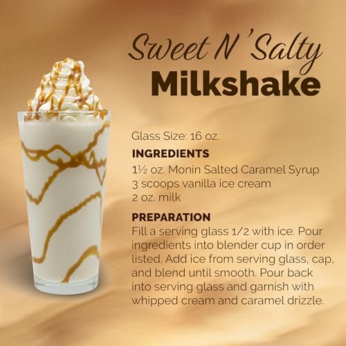 Monin - Salted Caramel Syrup, Natural Flavors, Great for Mochas, Lattes, Smoothies, Shakes, and Cocktails, Non-GMO, Gluten-Free (1 Liter)