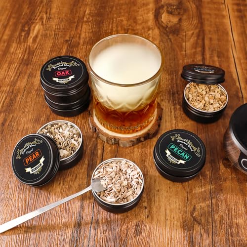 Electric Whiskey Smoker Kit with Torch, Father Day Gift for Whiskey Lover, 6 Wood Chips – Infuse Rich Smoky Flavors in Bourbon Old Fashioned & Cocktails, Birthday Gifts for Him, Dad (Without Butane)