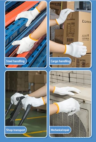 Unisex white cotton polyester knittedsafety gloves,suitable for gardening,warehouse,cooking work-12/36/240 pairs