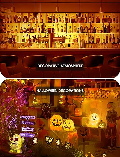 Fulighture Orange Light Bulbs,4 Pack,A19 Halloween Light Bulbs,LED Bulb