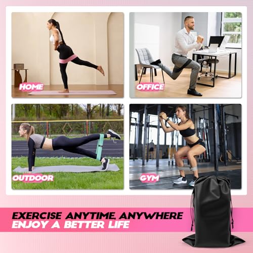 Resistance Bands for Working Out with Guide, 4 Workout Bands for Women & Men, Fabric Exercise Bands for Legs, Hip, Glute, Butt, Booty Bands Set for Yoga, Pilates, Strength