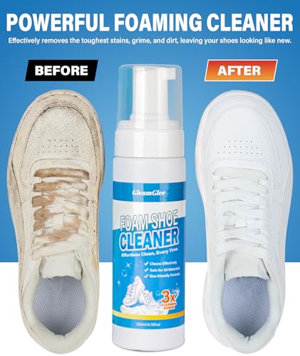 Shoe Cleaner, Sneaker Cleaner Foam for White Shoes & Sneakers, Deep Cleaning Shoe Cleaning Kit Removes Dirt & Stains Fast, 6.76 oz with Brush & Towel for Leather, Canvas, Knit, Rubber & More