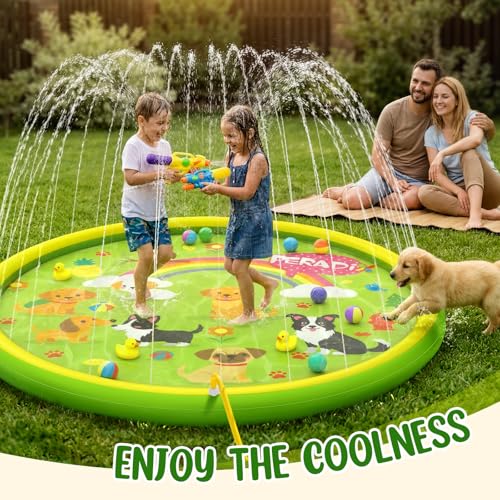 Peradix Splash Pads for Toddlers, 67" Inflatable Kiddie Sprinkler Mat, Outdoor Toys for Kids, Summer Water Pad for Backyard Garden Lawn, Wading Pool for Child 3 Age+
