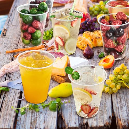 SIUQ 600 Pack 9 oz Plastic Cups, Clear Disposable Cups, Hot/Cold Party Drinking Cups, PP Clear Plastic Cups Bulk for Party, Picnic, BBQ, Wedding, Travel