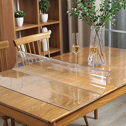 14x24 in Office Desk Blotter Mat Clear Plastic Table Protector Cover Pad PVC Transparent Topper Surface Proection Pad Anti Scratch Table Mat Glass Dinner End Waterproof Easy Clean