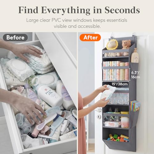 Lifewit Over the Door Storage, 5 Section Cabinet Door Organizers Dark Gray