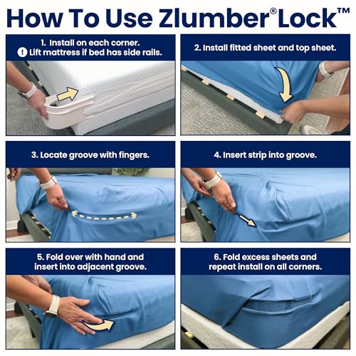 The Original USA Patented ZlumberLock – Secure Sheet Holder with Heavy-Duty Mattress Straps – No More Loose Bedding, Universal Fit, Easy One-Time Installation