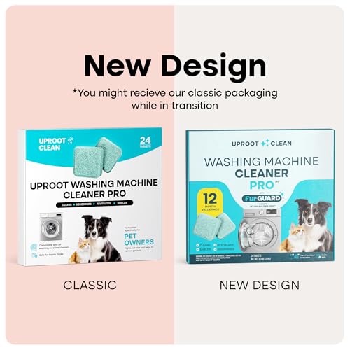 Uproot Clean Washing Machine Cleaner Tablets - 24 Pack for a 12 Month Supply. Formulated for Pet Owners. Compatible with HE, Top & Front Load. Easily Removes Residue, Grime, and Odors. Septic Safe.