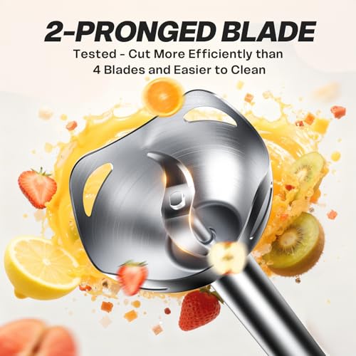 Immersion Blender Handheld, Corded Electric Blenders Portable Stick Mixer with 2 Mixing Speed and Stainless Steel Blades Emulsifier for Effortless Blending Soup, Smoothies, Puree or Baby Food