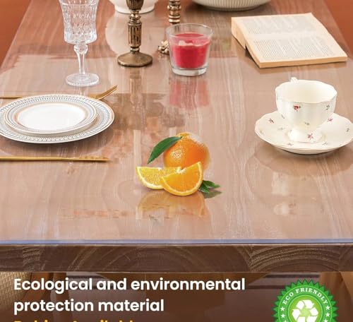 Clear Table Cover Protector, 14 x 24 Inch Clear Desk Mat, 1.5mm Thick Plastic Table Cover, Transparent Desk Cover, Desk Protector Mat for Desktop, Writing Desk