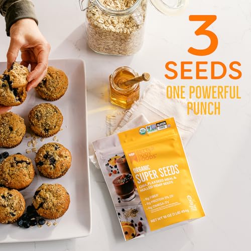 BetterBody Foods Superfood Organic Super Seeds - Blend of Organic Chia Seeds, Milled Flax Seed, Hemp Hearts, Add to Smoothies Shakes & More, 1lb, 16 oz